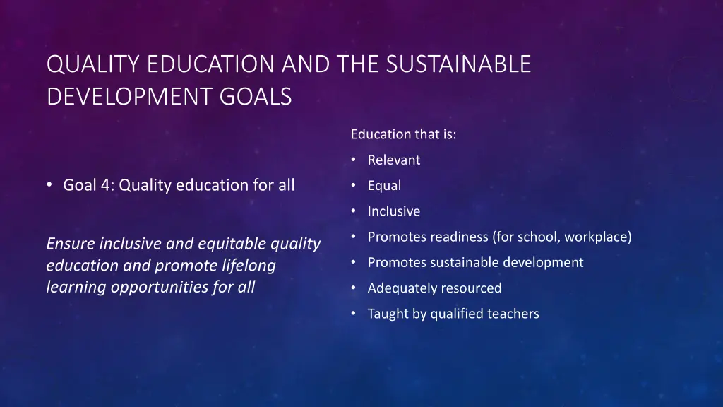 quality education and the sustainable development