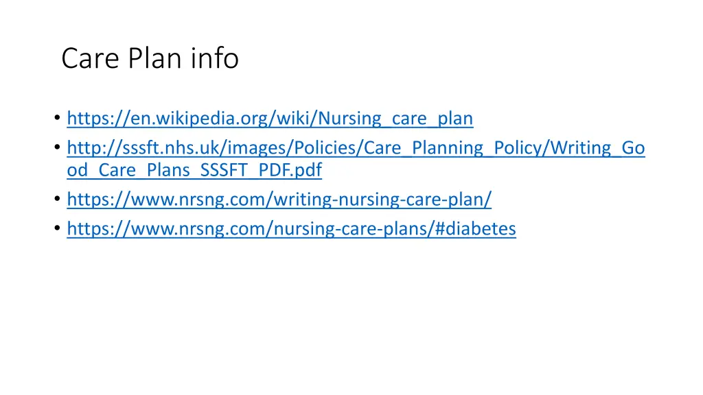 care plan info