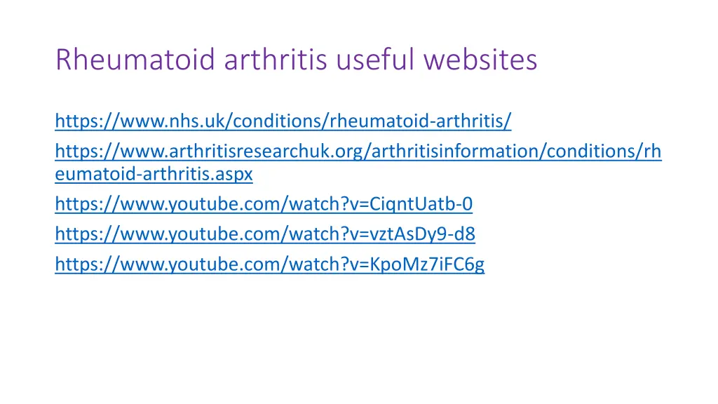 rheumatoid arthritis useful websites