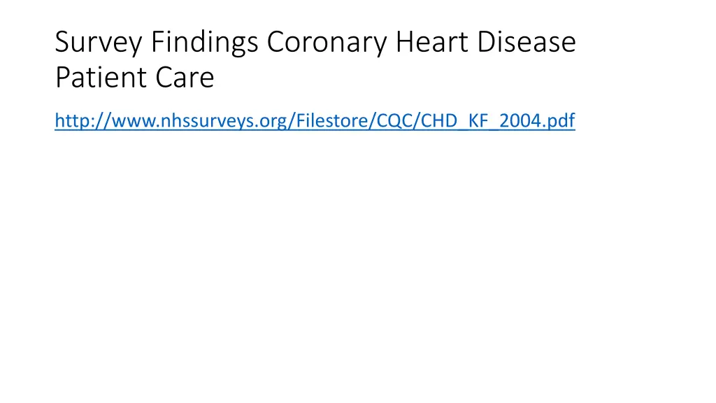 survey findings coronary heart disease patient