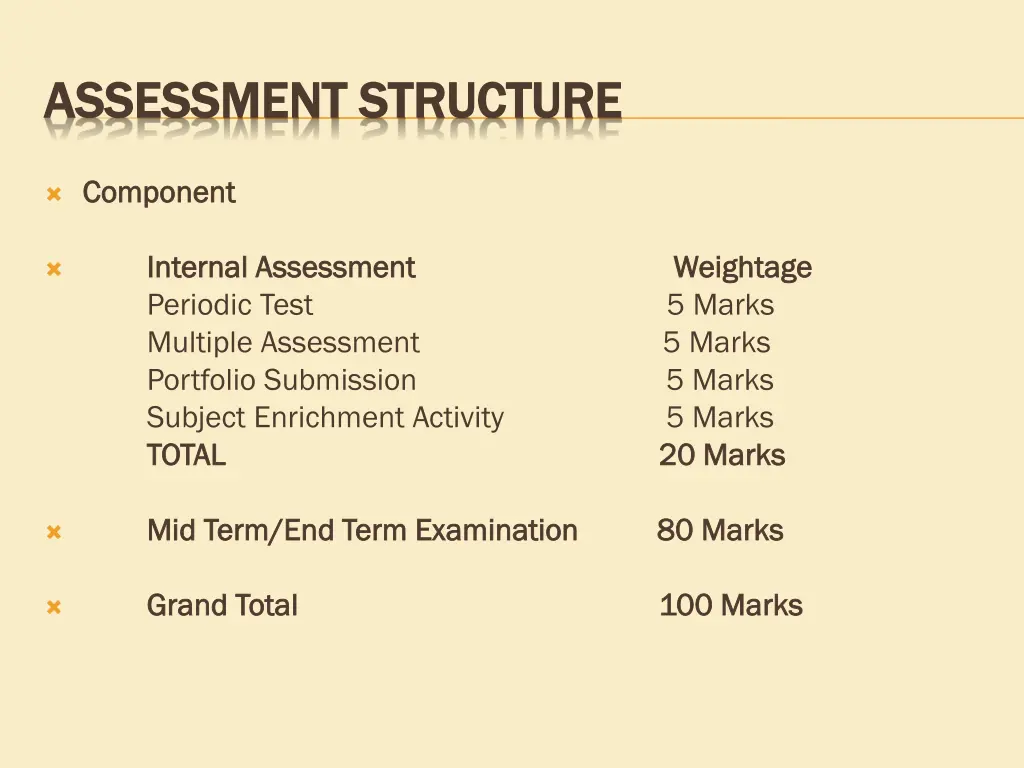 assessment structure assessment structure