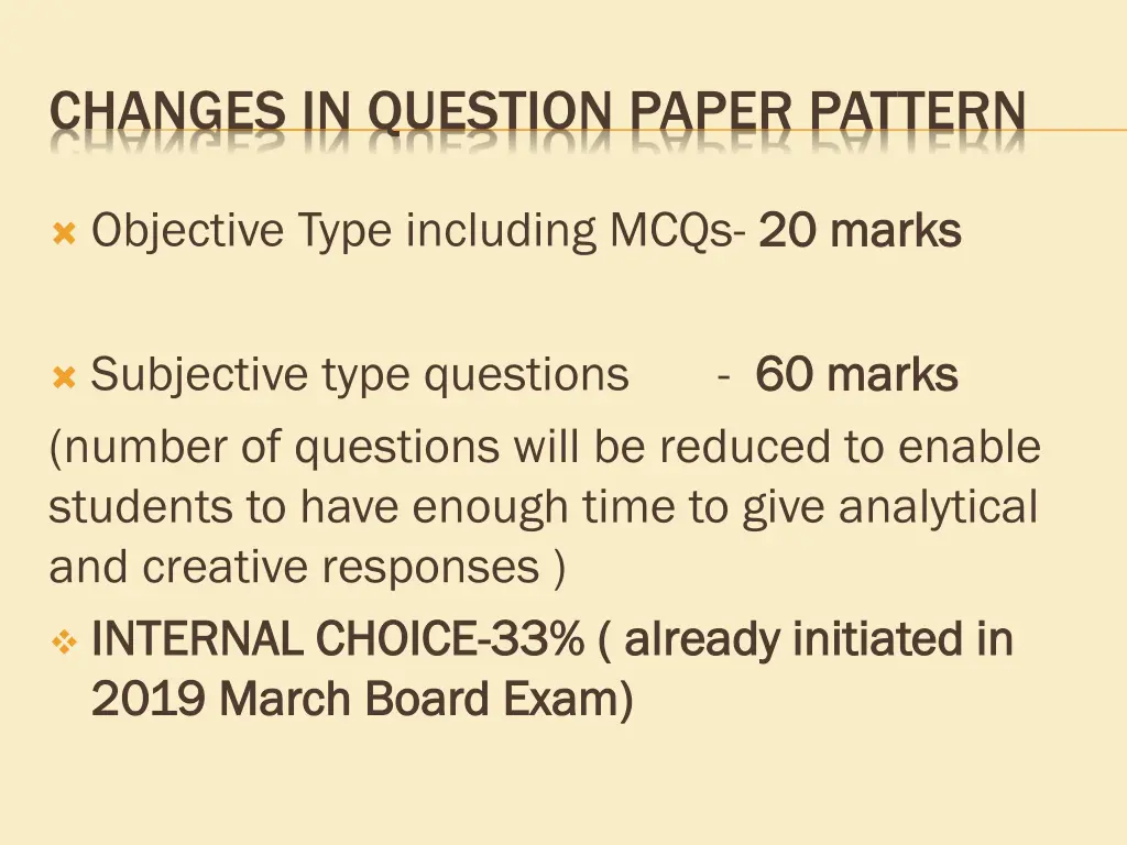 changes in question paper pattern