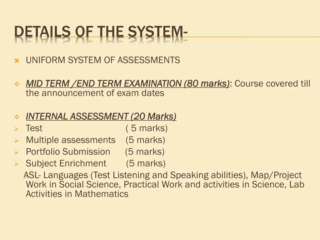 details of the system