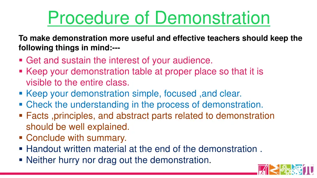 procedure of demonstration