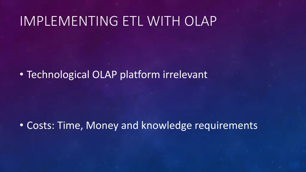 implementing etl with olap