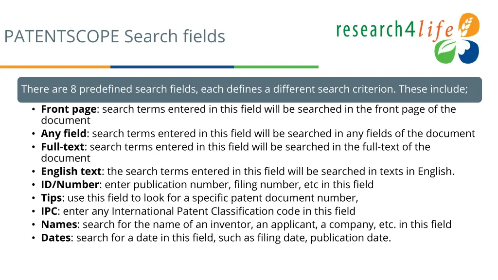 patentscope search fields