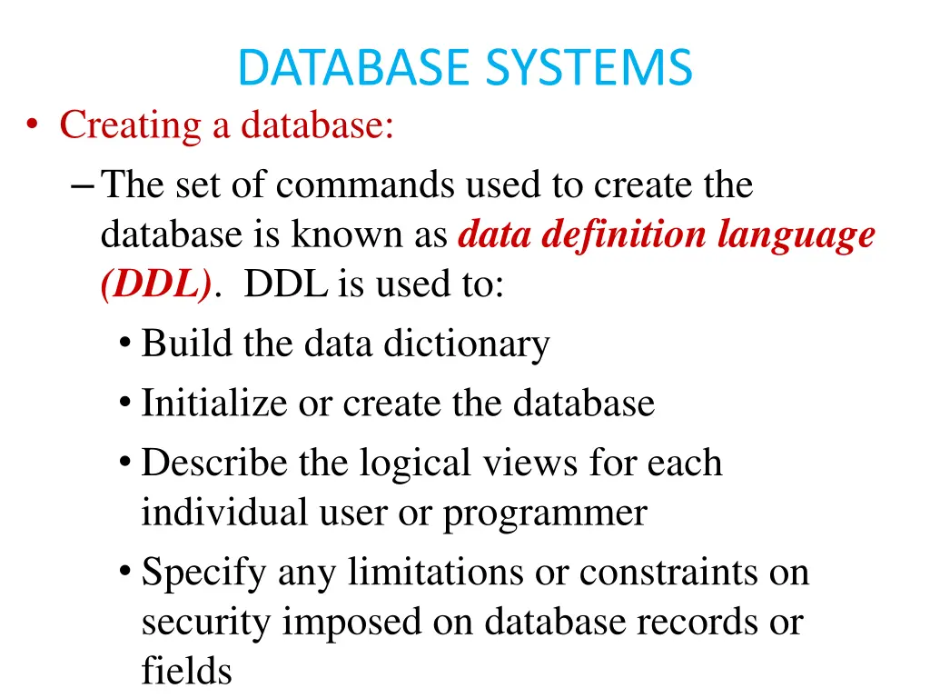 database systems creating a database