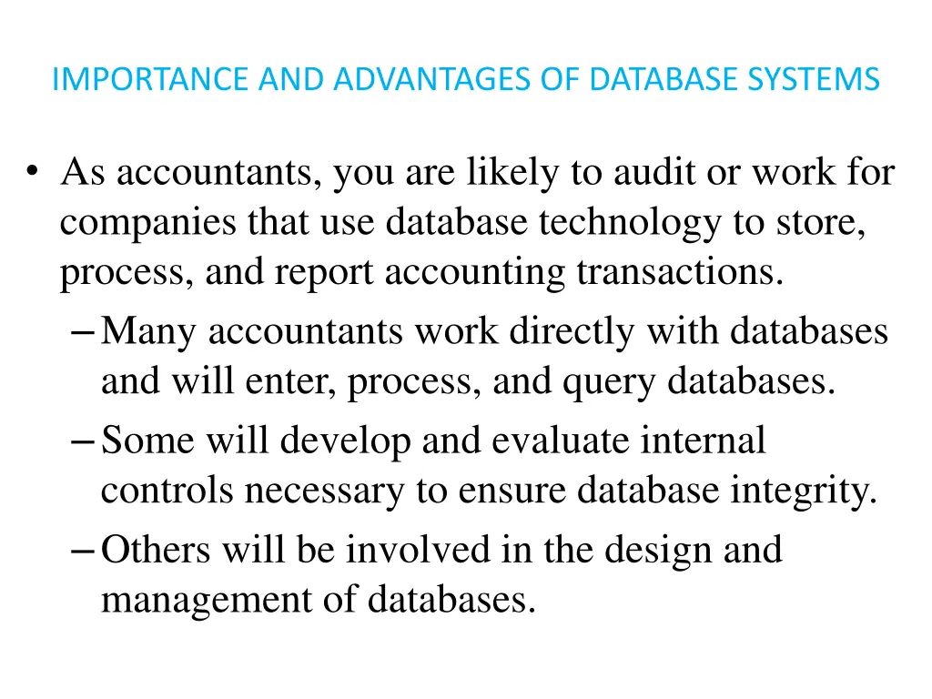 importance and advantages of database systems 1