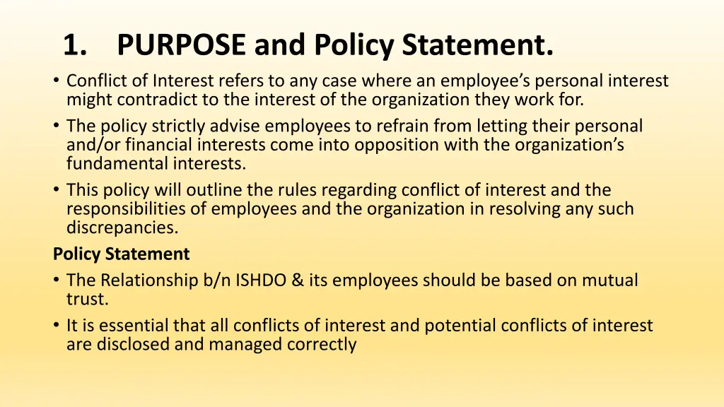 1 purpose and policy statement conflict