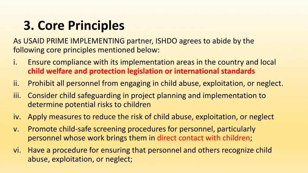 3 core principles as usaid prime implementing