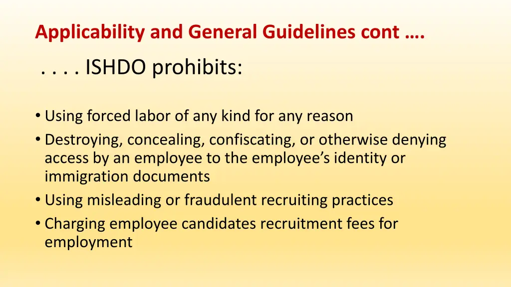 applicability and general guidelines cont