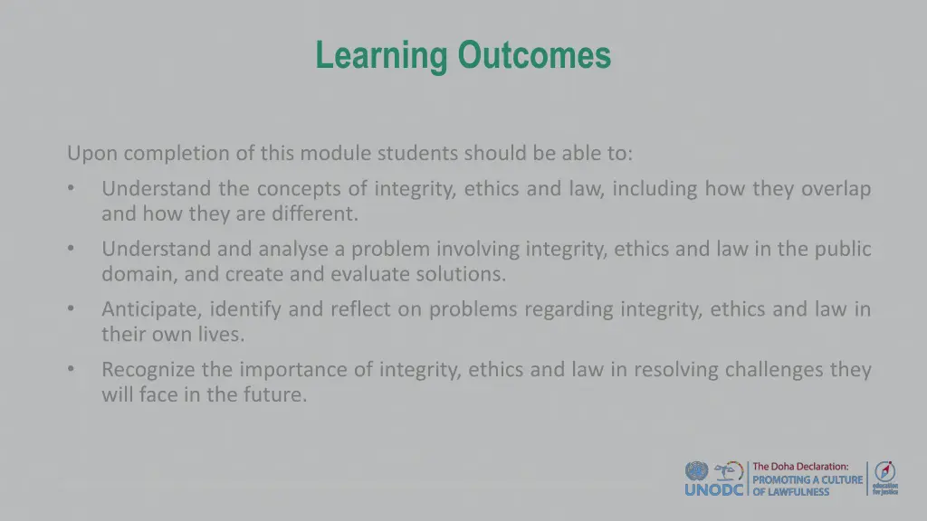 learning outcomes