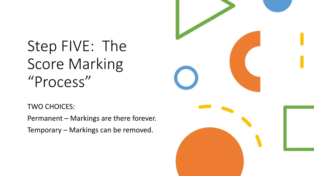 step five the score marking process