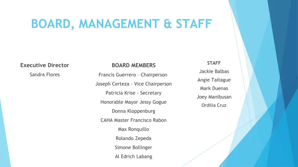 board management staff