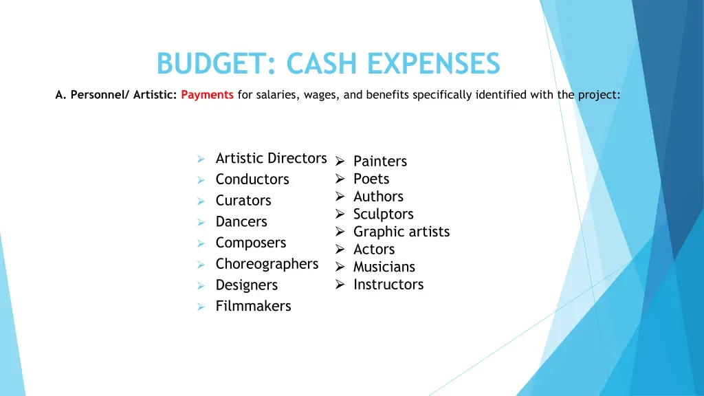 budget cash expenses