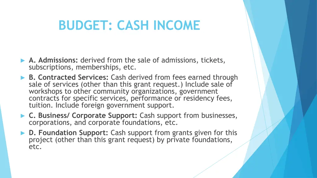 budget cash income