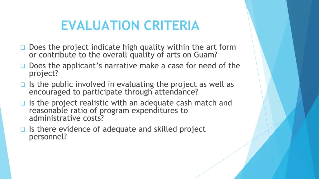 evaluation criteria