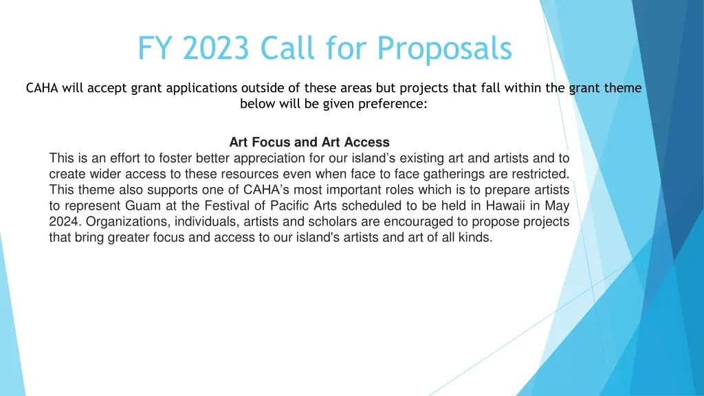 fy 2023 call for proposals