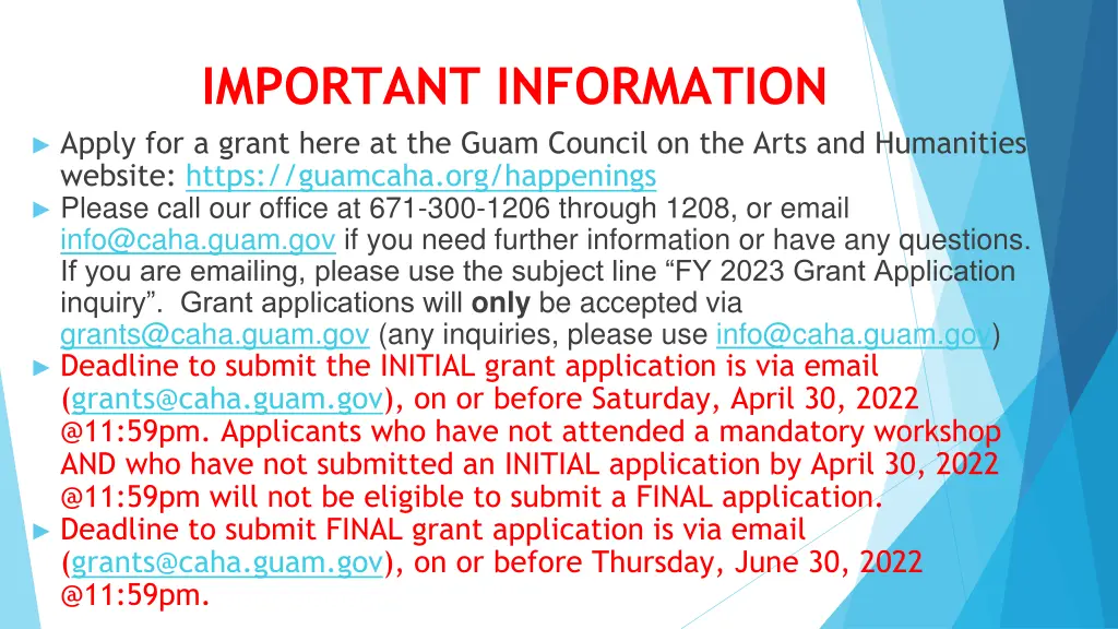 important information apply for a grant here