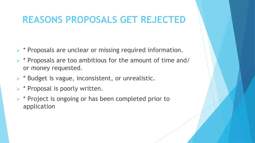 reasons proposals get rejected