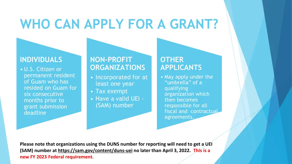 who can apply for a grant