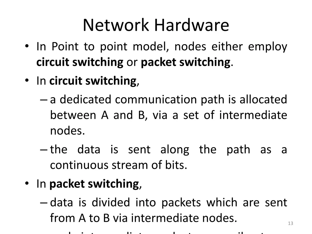 network hardware in point to point model nodes