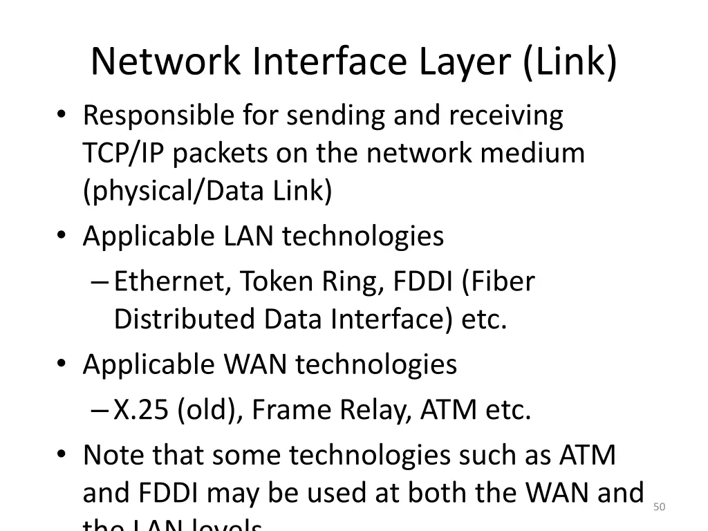 network interface layer link responsible