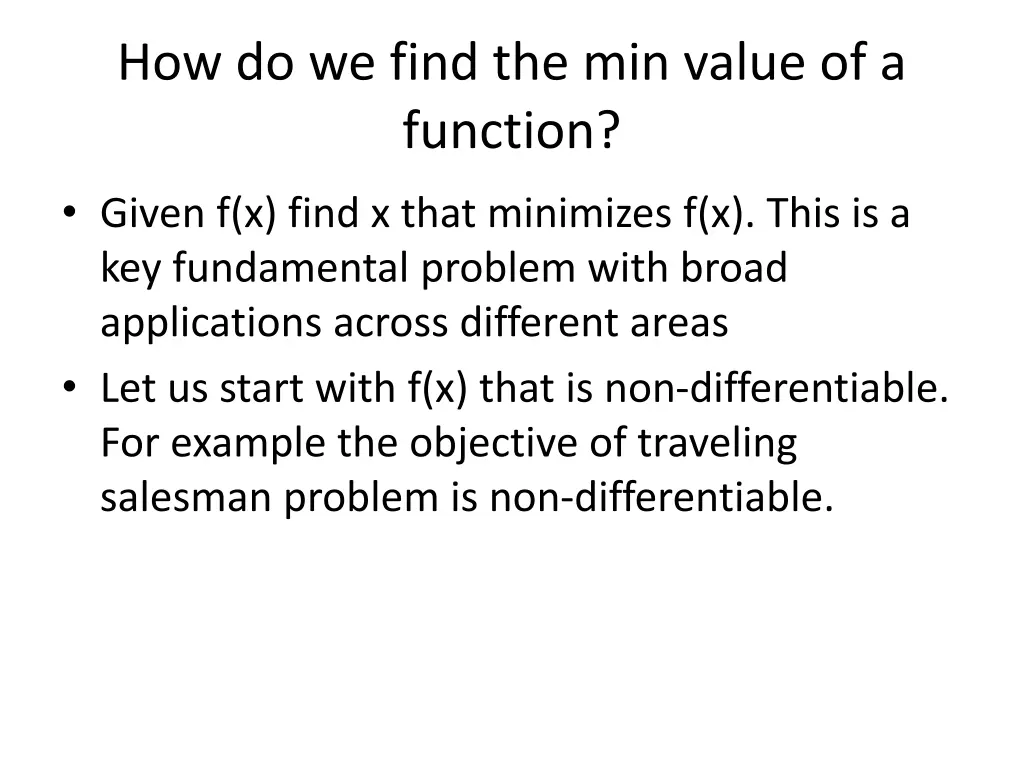 how do we find the min value of a function