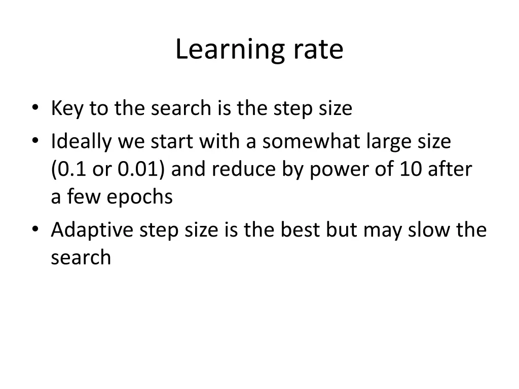 learning rate