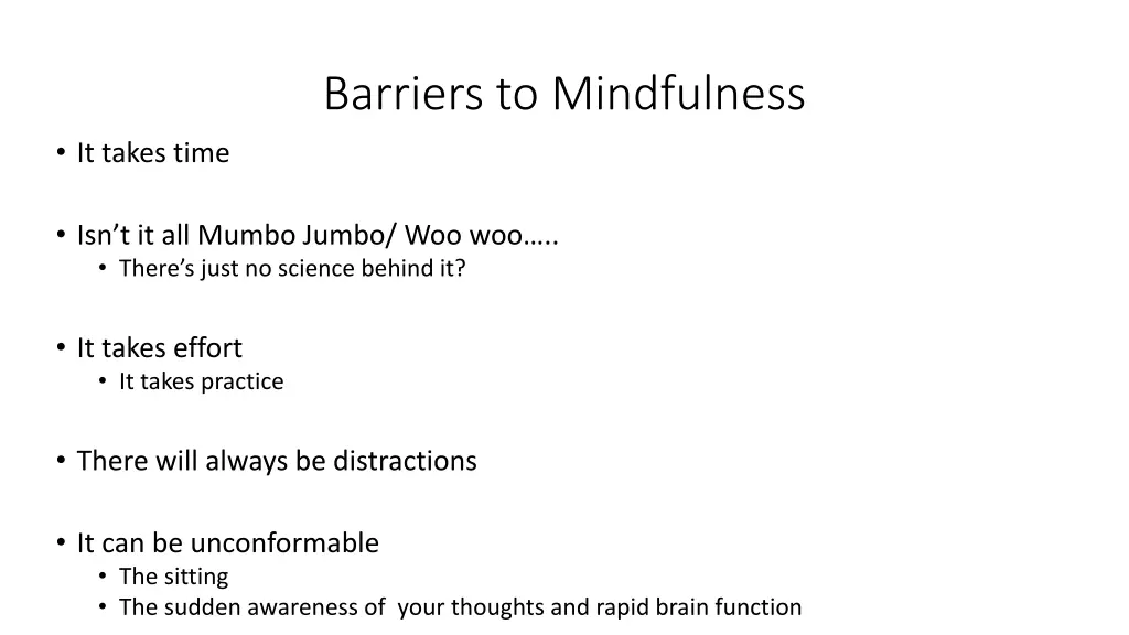 barriers to mindfulness