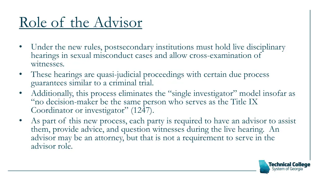 role of the advisor