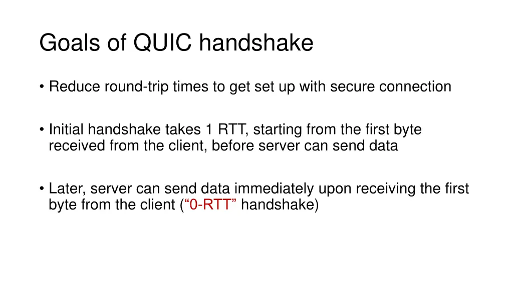 goals of quic handshake