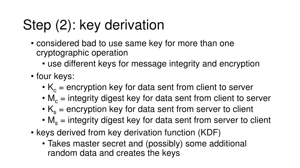 step 2 key derivation