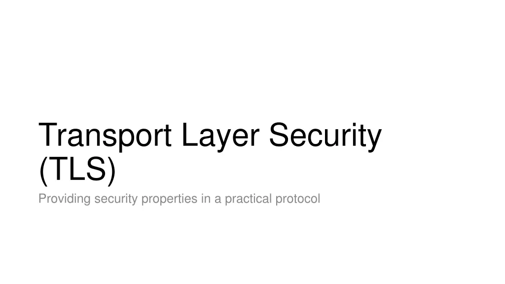 transport layer security tls providing security