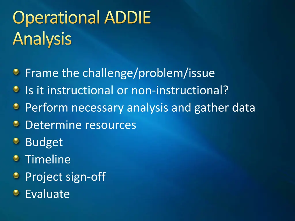 operational addie analysis