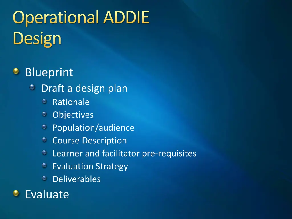 operational addie design