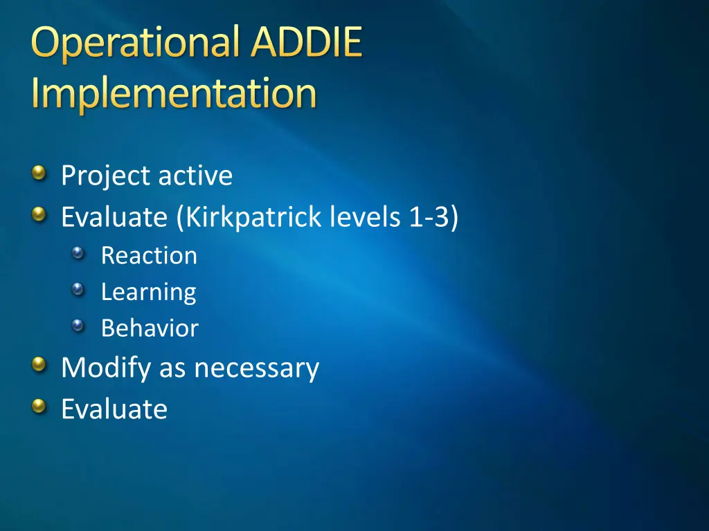 operational addie implementation