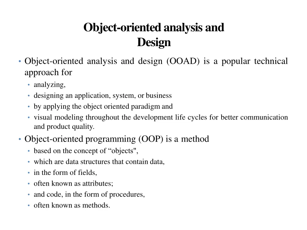 object oriented analysis and design 1