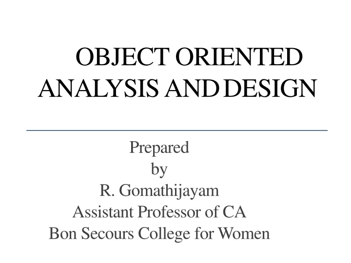 object oriented analysis and design