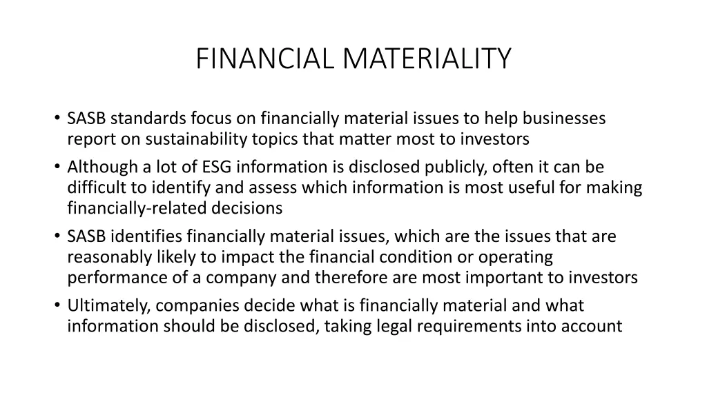 financial materiality