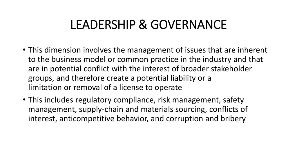 leadership governance leadership governance