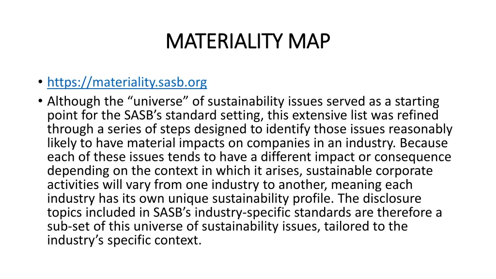 materiality map materiality map