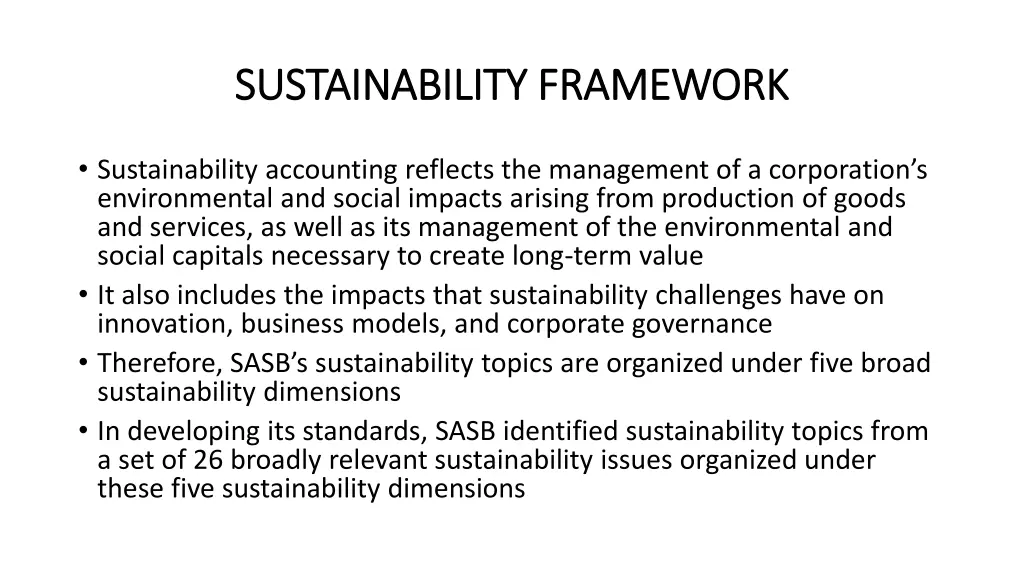 sustainability framework sustainability framework