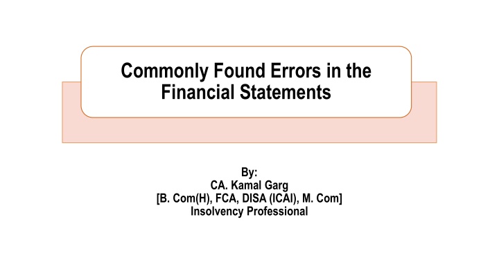 commonly found errors in the financial statements