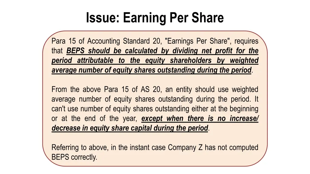 issue earning per share