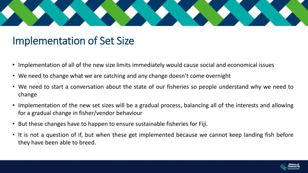 implementation of set size implementation