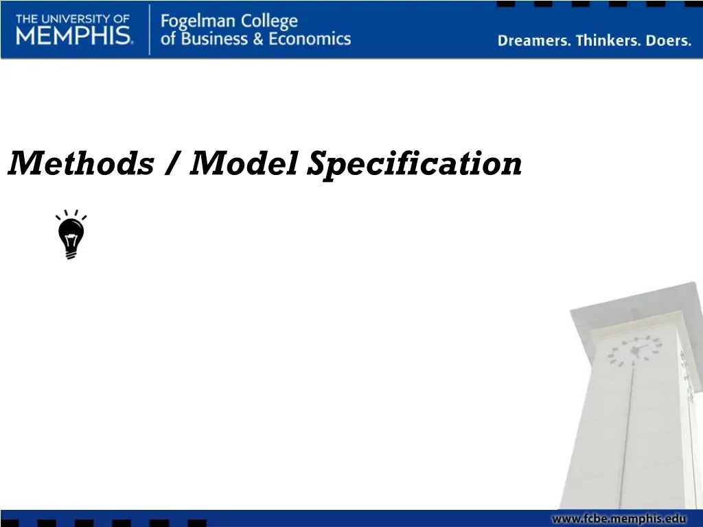 methods model specification