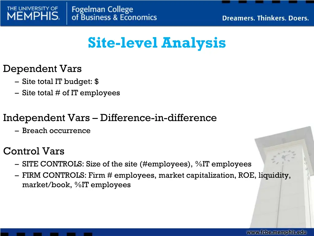 site level analysis