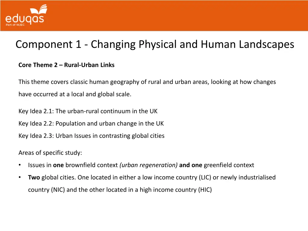 component 1 changing physical and human landscapes 2