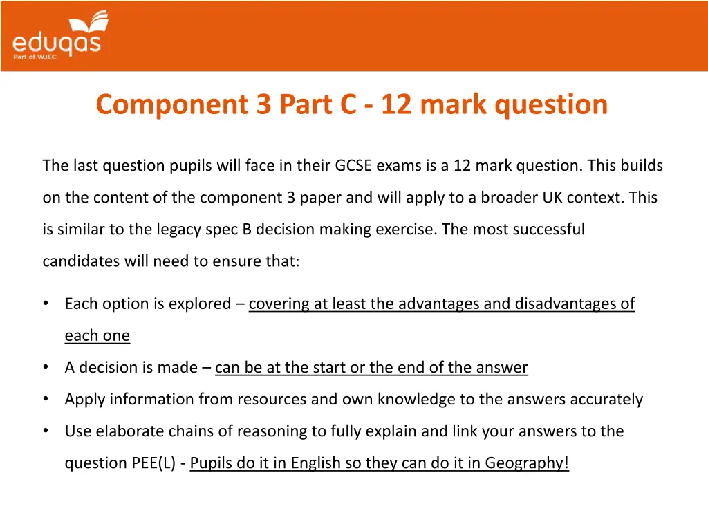 component 3 part c 12 mark question